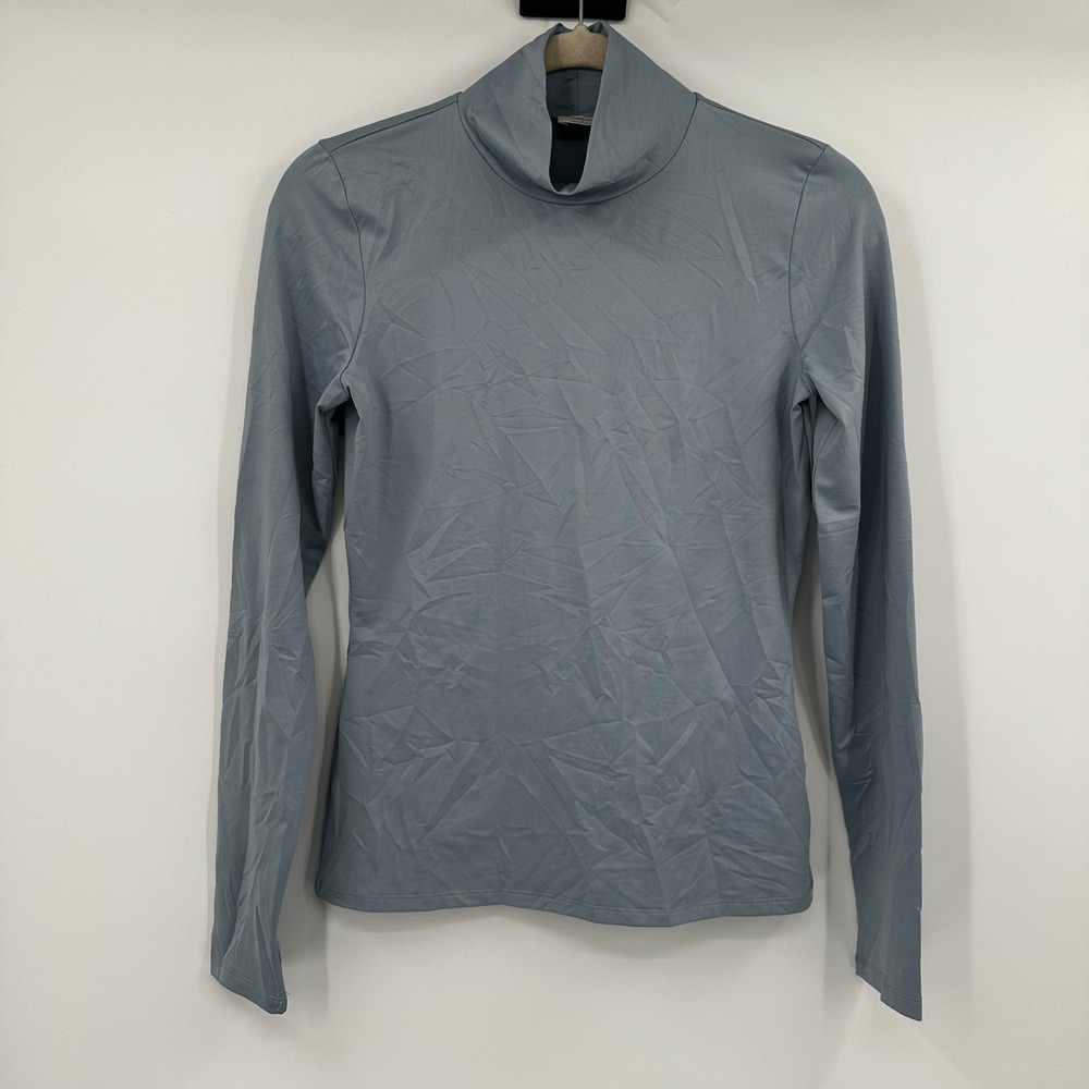 Wilfred Aritzia Womens Long Sleeve Turtleneck Top Blue Slim Fit Small Layering
